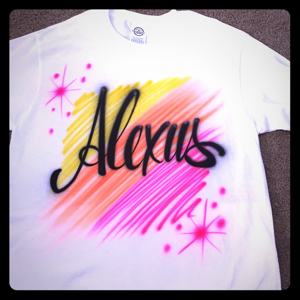 Short sleeve shirt with Alexus written across it